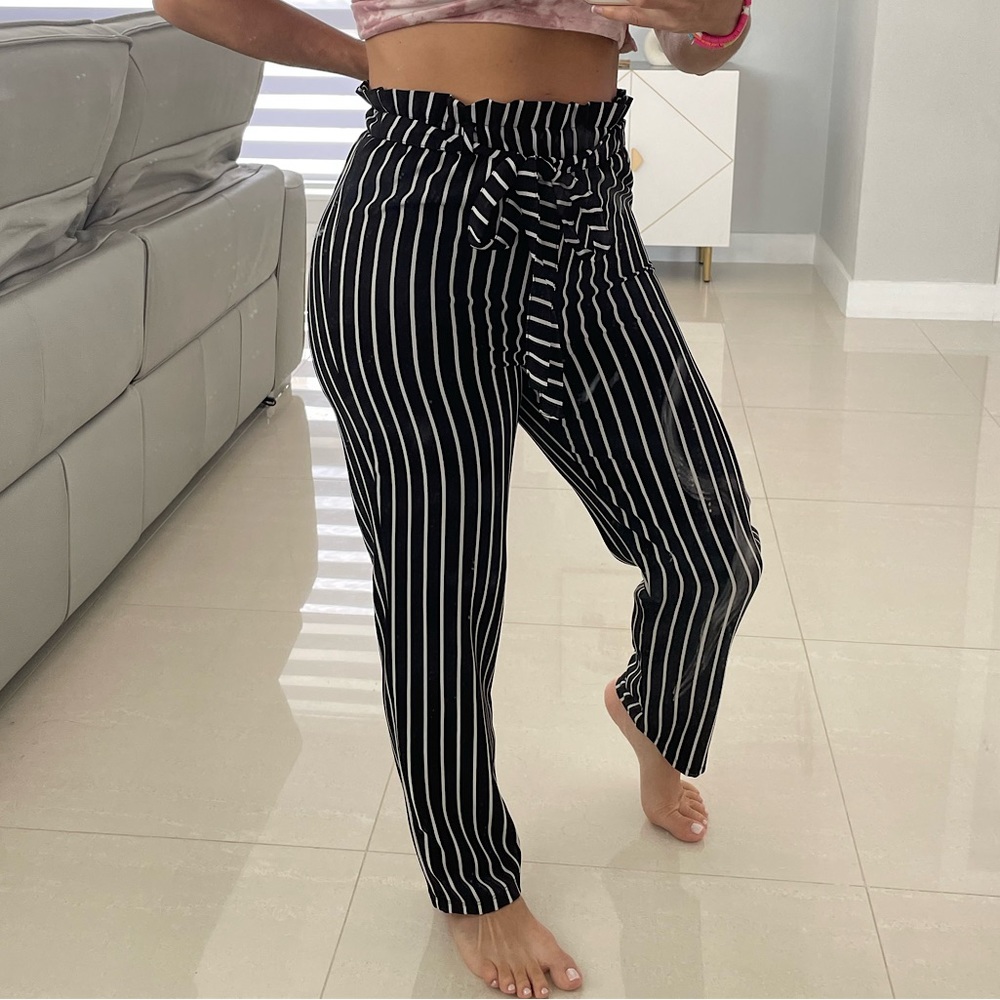 Black and White Stipe Pant for Women